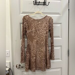 See You Monday Animal Print Long Sleeve Dress